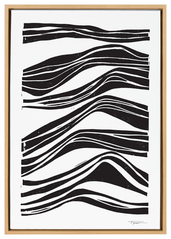 Sylvie Abstract Waves Framed Canvas by Statement Goods, Natural 23x33
