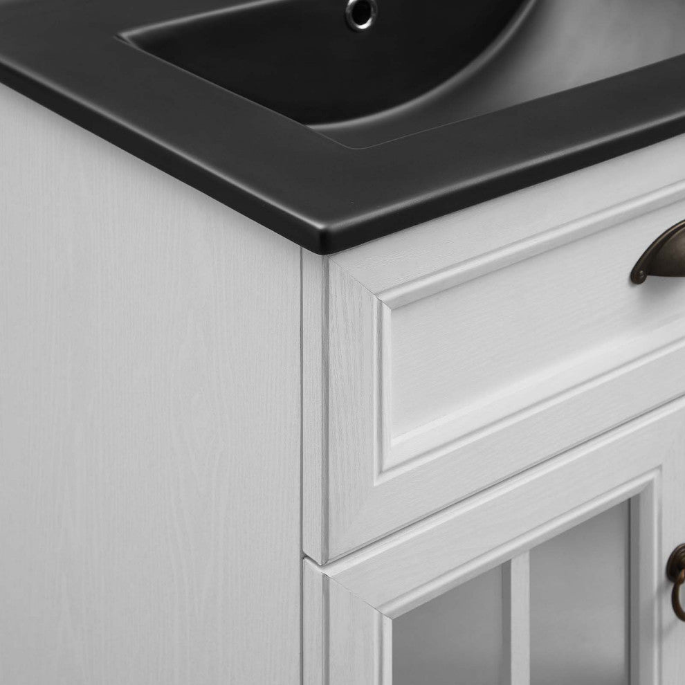 Isle 24" Bathroom Vanity Cabinet White Black -5476