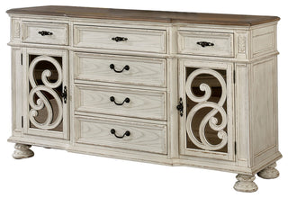 Rustic Natural Tone Dining Room Server, Antique White