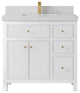 Sonoma 36 Center Sink Reeded Bath Vanity in White 2" Carrara Quartz