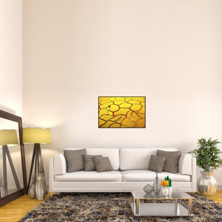 "Yellow Ground, Red Heart" Framed Canvas Giclee by E. De Juan, 37x25"