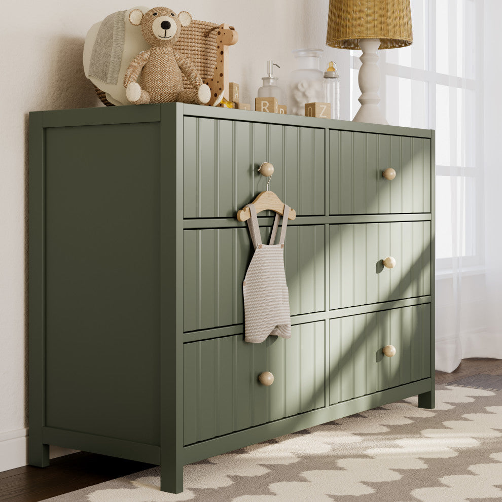 Graco Teddi 6 Drawer Double Dresser, Olive