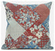 20"Aqua Red Floral Zippered Suede Throw Pillow