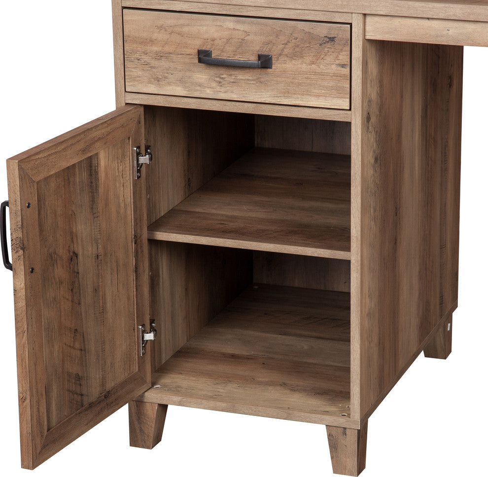 Oxford 47" 1 Drawer Wooden Farmhouse Writing Desk in Rustic Oak