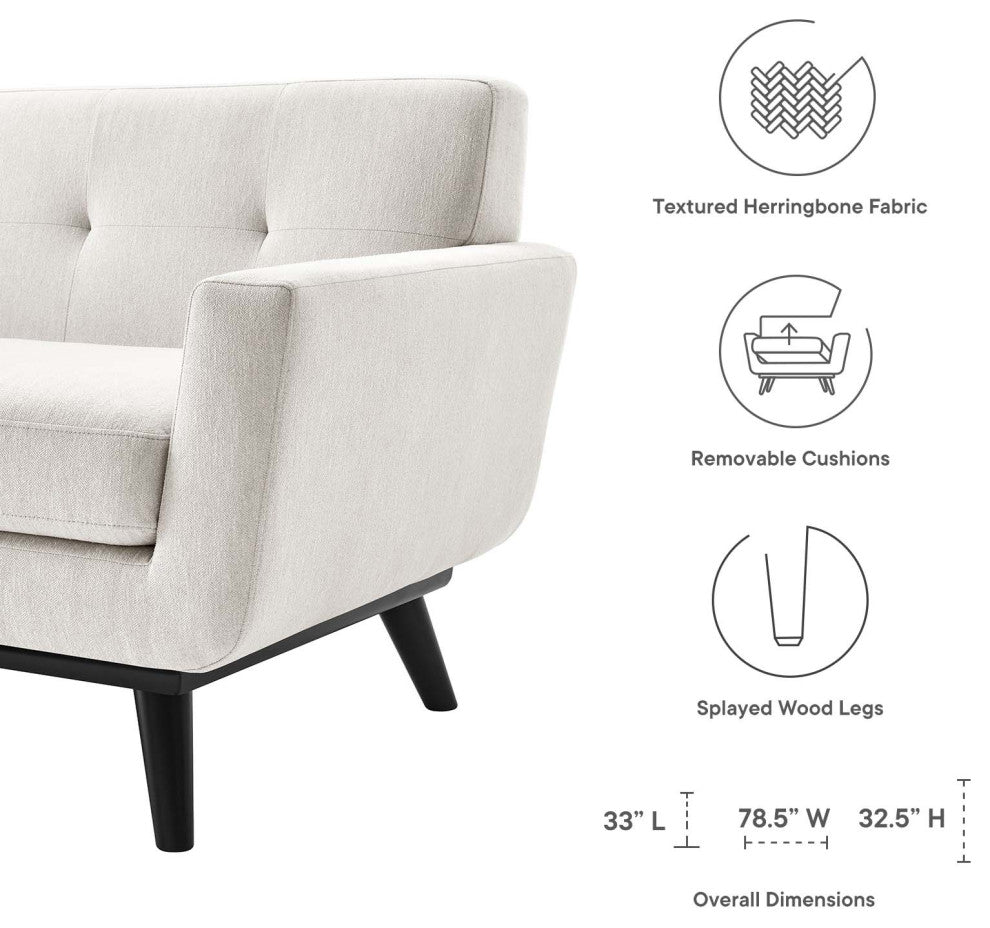 Engage Herringbone Fabric Loveseat, Ivory