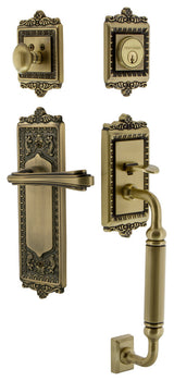 Egg & Dart Plate C Grip Entry Set Fleur Lever, Antique Brass, 2-3/8", Left
