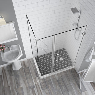 BromleyGS 56.25"-57.25"x32.375"x72" Frameless Corner Hinged Shower Enclosure