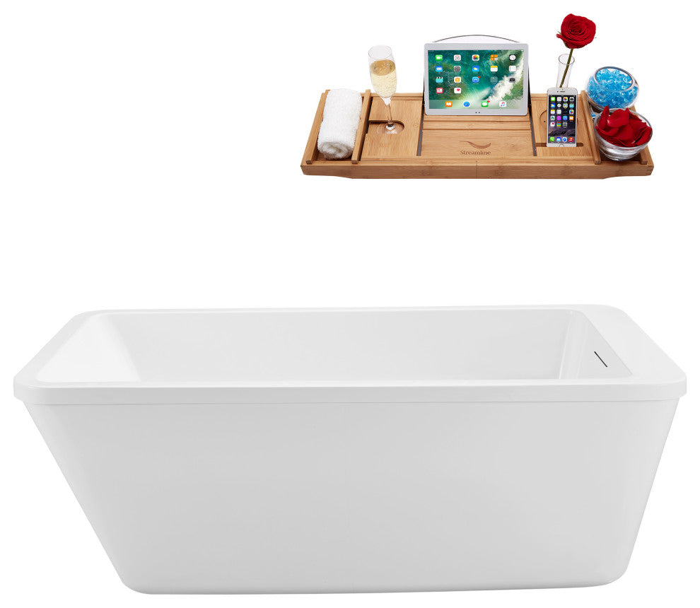 60'' Streamline N250ORB Freestanding Tub, Tray, Internal Drain, Pop-Up: Brushed