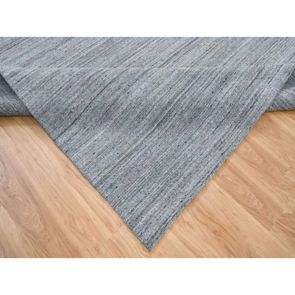 Coin Gray Wool Hand Loomed Modern Striae Design Square Oriental Rug 12'x12'
