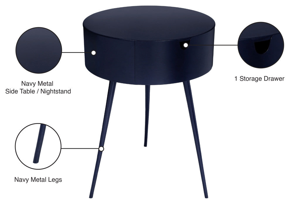 Bali Metal Side Table/Nightstand, Navy