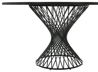 Cirque 54" Round Pedestal Dining Table Black Metal Base, Black