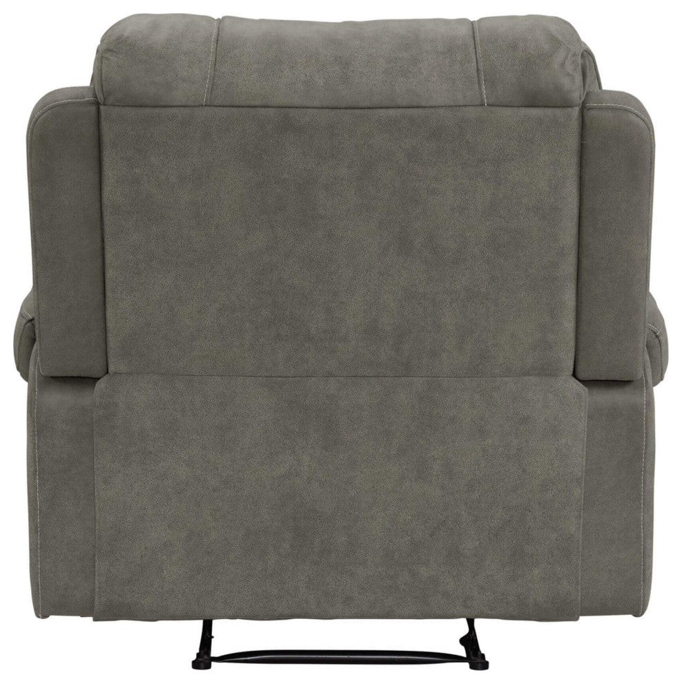 41" Wide Recliner, Reclining Chair, Nailheads, Easy To Clean Gray Fabric