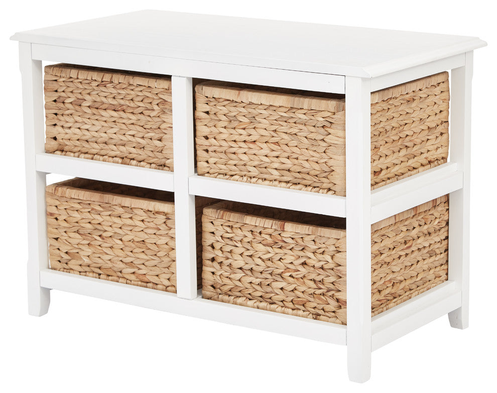 Seabrook Two-Tier Storage Unit With White Finish and Natural Baskets