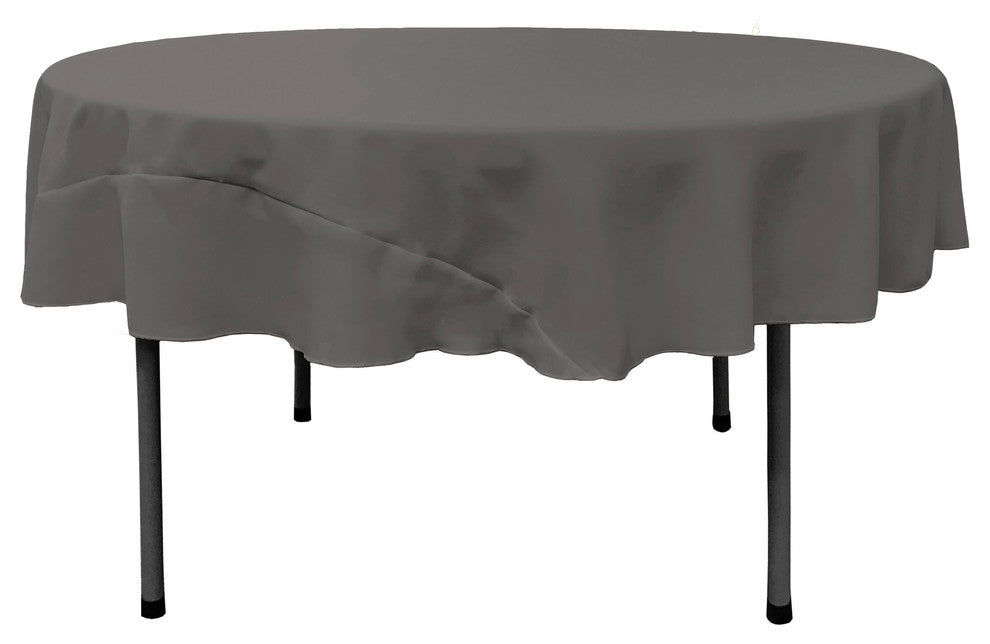 LA Linen Polyester Poplin Tablecloth 72" Round, Charcoal