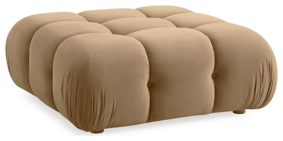 Calliope Cafe Au Lait Performance Velvet Modular Ottoman