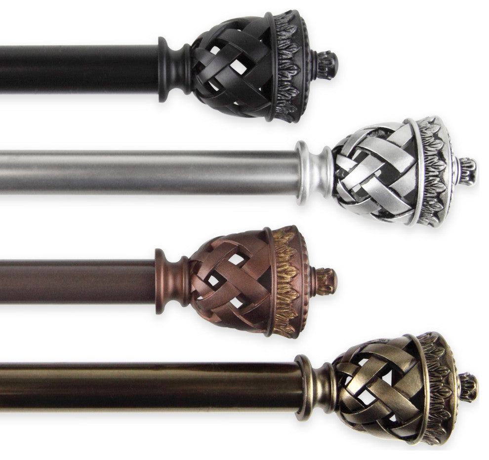 Fred 13/16" Diameter Curtain Rod, Antique Brass, 18-28"