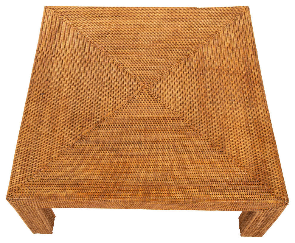 La Jolla Rattan Square Coffee Table, Honey Brown