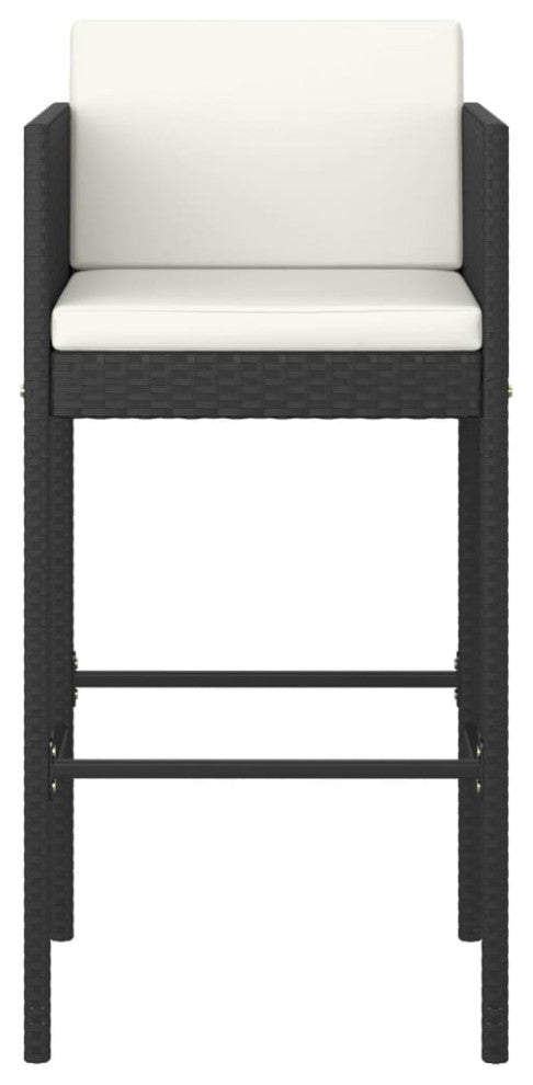 vidaXL Patio Bar Set 7 Piece with Cushions Poly Rattan Black Garden Chair