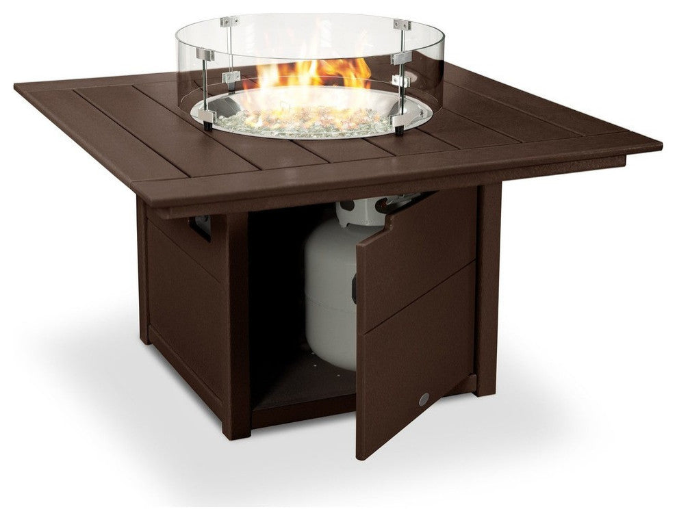 Polywood Square 42" Fire Pit Table, Mahogany