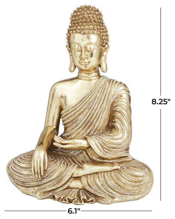 Gold Playstone Traditional Buddha Sculpture