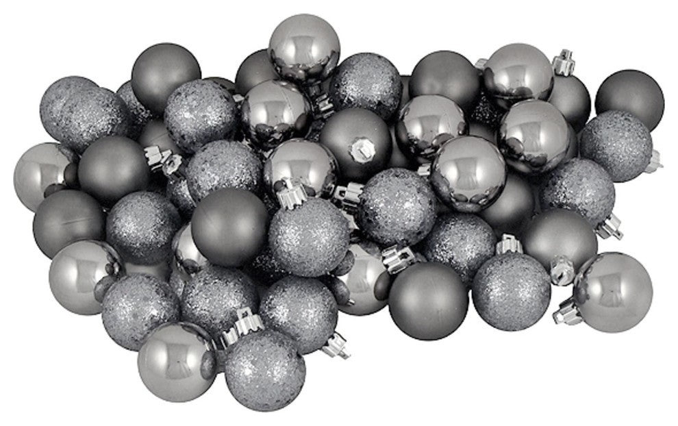 24-Piece Light Gunmetal Gray 4-Finish Christmas Ball Ornaments Set