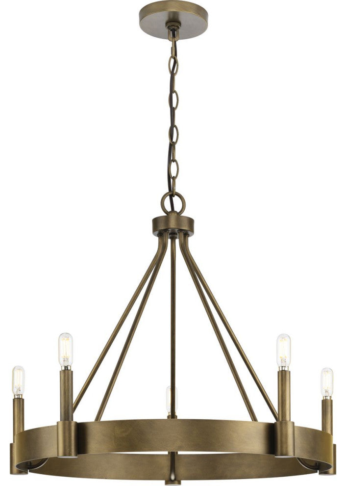 Breckenridge Collection Five-Light Aged Bronze Rustic Farmhouse Chandelier