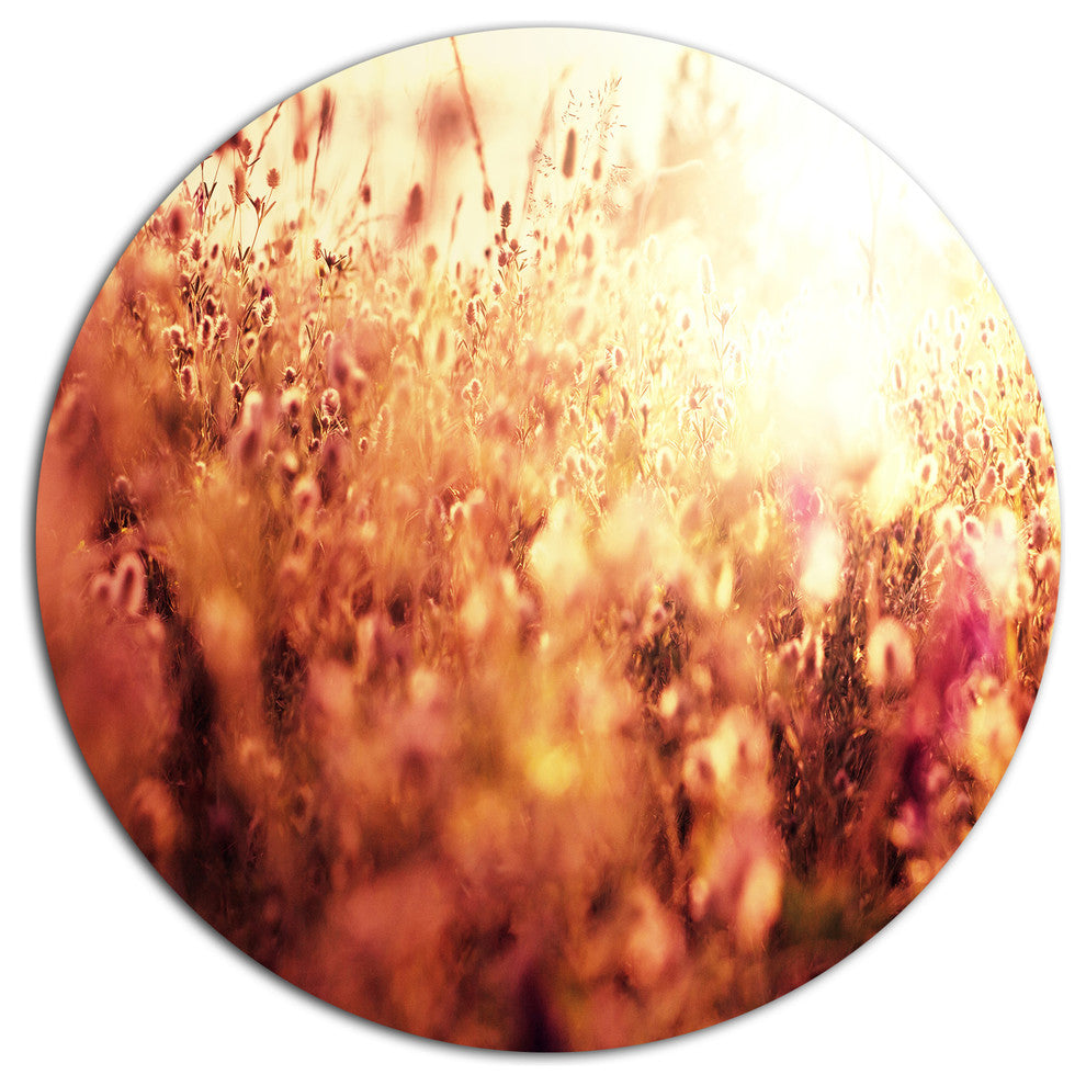 Brown Shade Flowers In Sunshine, Flower Round Metal Wall Art, 36"