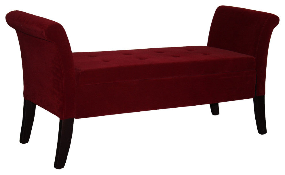 Deep Red Settee Style Storage Bench