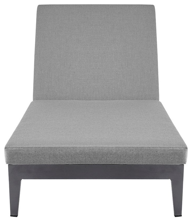 Outdoor Patio Adjustable Chaise Lounge Chair in Aluminum with Gray Cushions