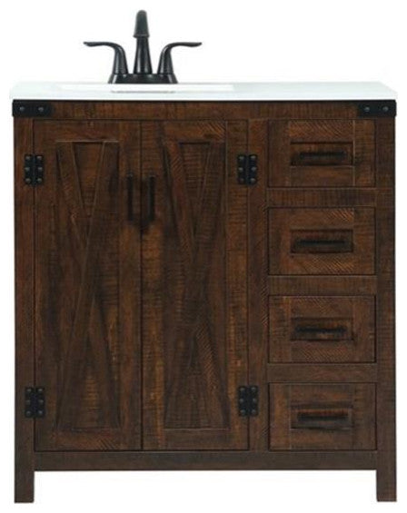 Elegant Decor Grant 32" Aluminum MDF Single Bathroom Vanity in Expresso