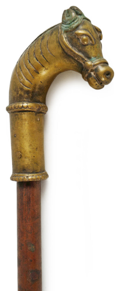 Consigned Antique Brass Horse Head Walking Stick