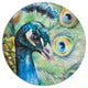 Larger Peacock Watercolor, Animal Large Disc Metal Wall Art, 36"