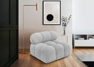 Ames Boucle Fabric Modular Chair, Grey, Armless Chair