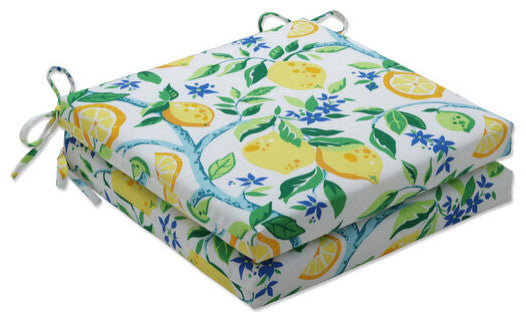 Lemon Tree Yellow Wrought Iron Seat Cushion, Set of 2