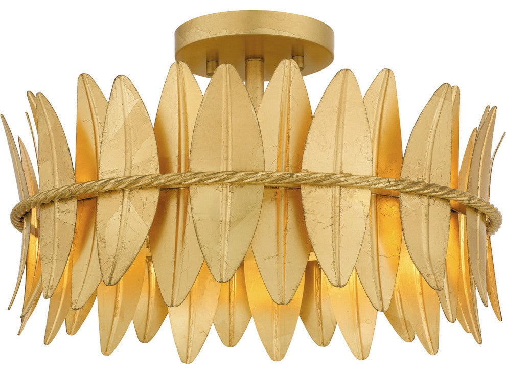 Liza 3-Light Semi Flush Mount, Gold Leaf