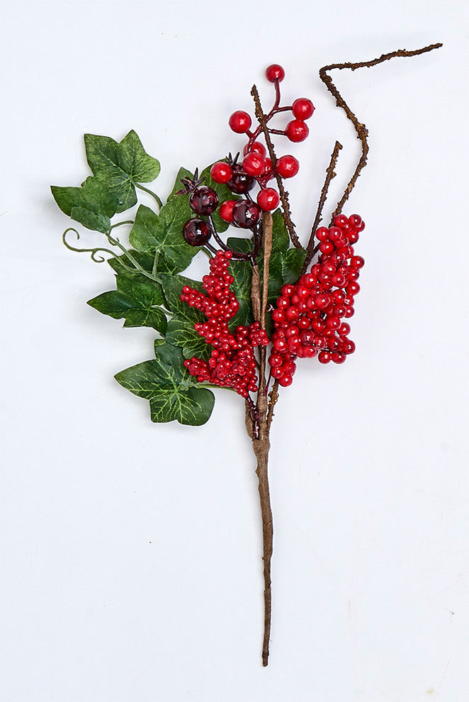 Red Berry and Ivy Pick, 12"