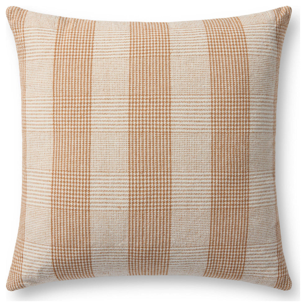 Chris Loves Julia x Loloi Auggie Orange / White 22'' x 22'' Cover, Poly Pillow