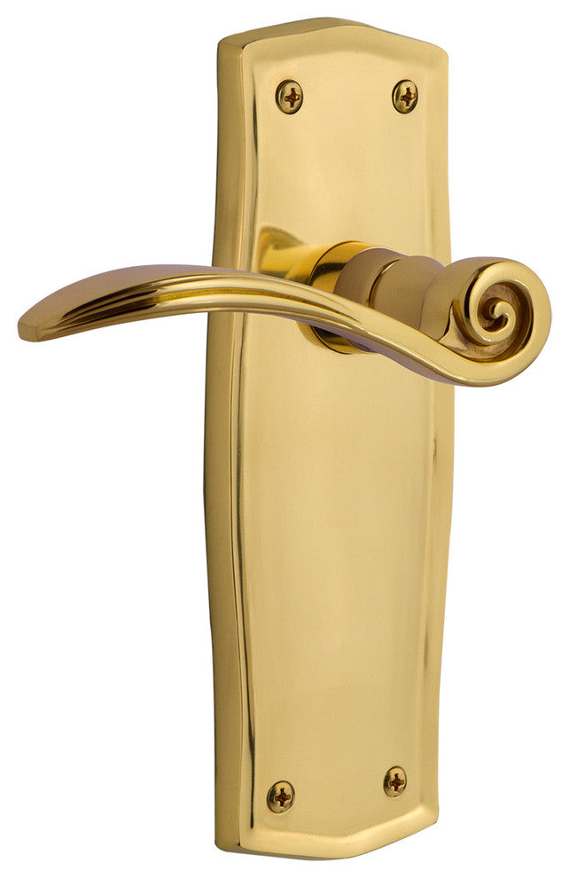 Prairie Plate With Swan Lever, Unlacquered Brass, Privacy, Non-Handed