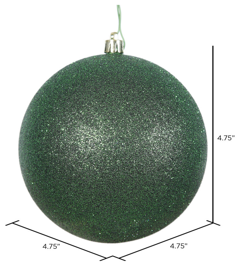 Vickerman N591224Dg 4.75" Emerald Glitter Ball Ornament, 4 Per Bag