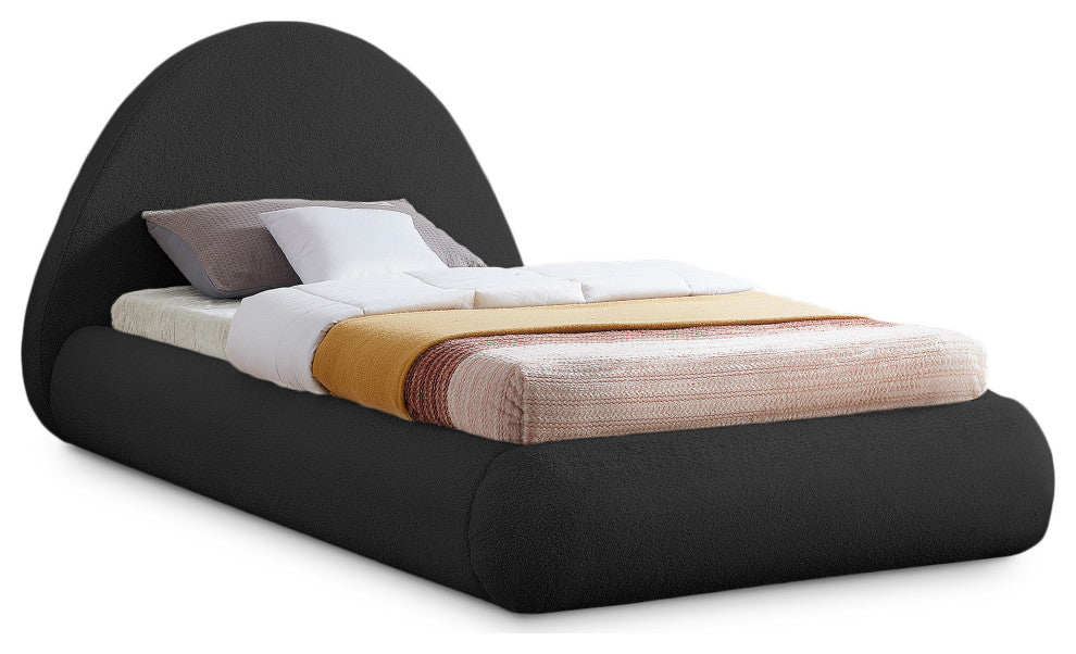 Rudy Black Teddy Fabric Twin Bed