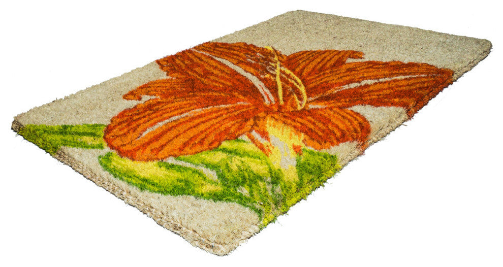 Entryways Handwoven Coconut Fiber Tangerine Lily 22 x 30 Inch Doormat