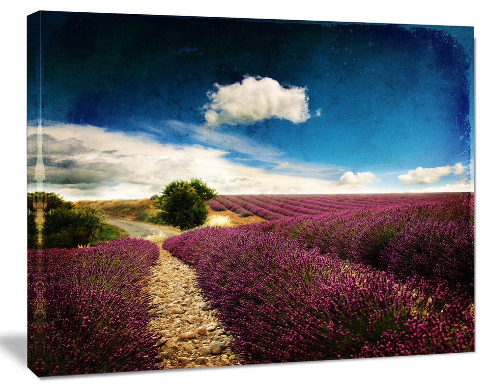 Lavender Field with Dramatic Blue Sky, Large Landscape Canvas Art, 40"x30"