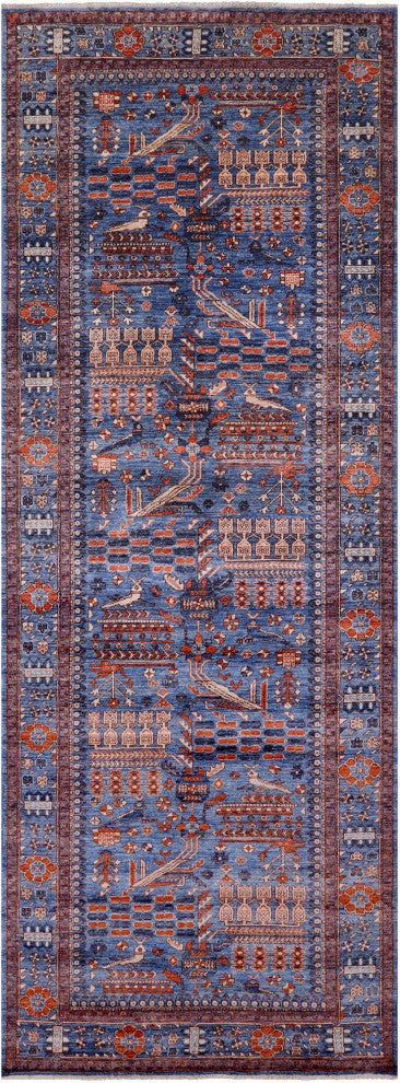 4' 10" X 13' 10" Persian Fine Serapi Hand-Knotted Wool Rug - Q12901