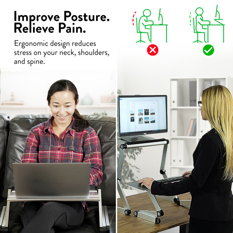 Workez Adjustable Height, Ergonomic Aluminum Cool Laptop Stand, Silver