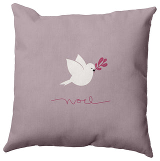 Frosting Colored Noel Bird Christmas Polyester Throw Pillow, 18"x18"