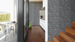 Faux Textured Wallpaper Stone Wall, 319442, Blue Gray, One Roll