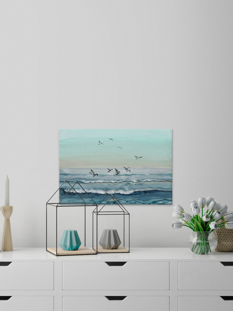 "Flying Birds" Painting Print on Wrapped Canvas, 60"x40"