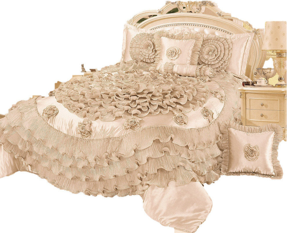 6-Piece Frosted Fields Faux Satin Luxury Comforter Set, Queen