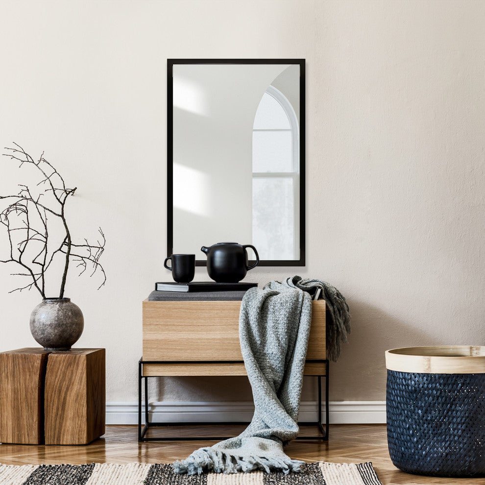 Black Aluminum Narrow Framed Mirror, 20x30