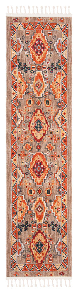 Safavieh Farmhouse Collection FMH848 Rug, Taupe/Orange, 2'x8'
